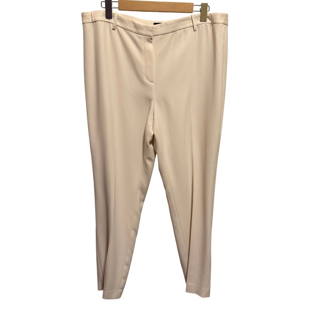 Theory Treeca Admiral Crepe Pants Size 16 Ivory Cream Slim Ankle Trousers - Picture 2 of 11